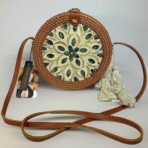 Shirl Clark‎ Collection Woven Circle Crossbody Bag with Tassel New w/Tag